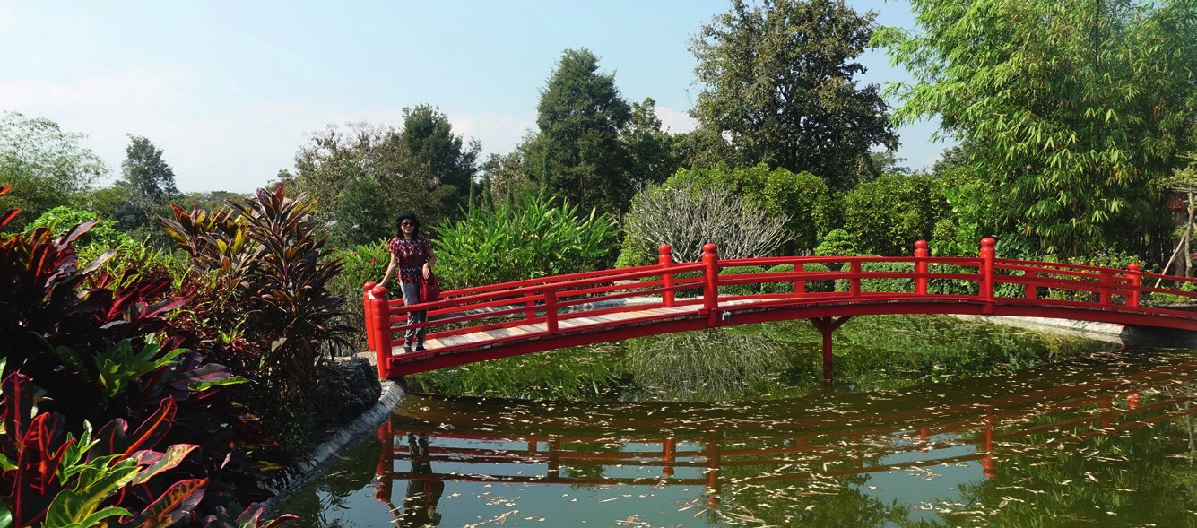 Aiched bridge in the Japanese Garden.